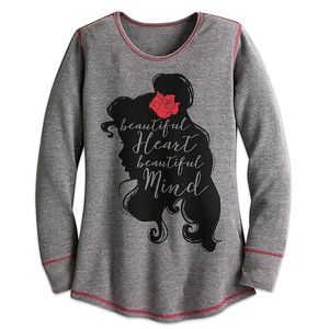 NWT Disney Belle Beauty Beast Waffle Knit Thermal Long Sleeve - M